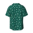 thumbnail image 6 of Lsque Christmas Snowflakes print Men's Cuban Collar Short Sleeve Shirt Summer Beachwear Casual Button Down Fashionable Vacation Leisure Shirt-X-Large, 6 of 7