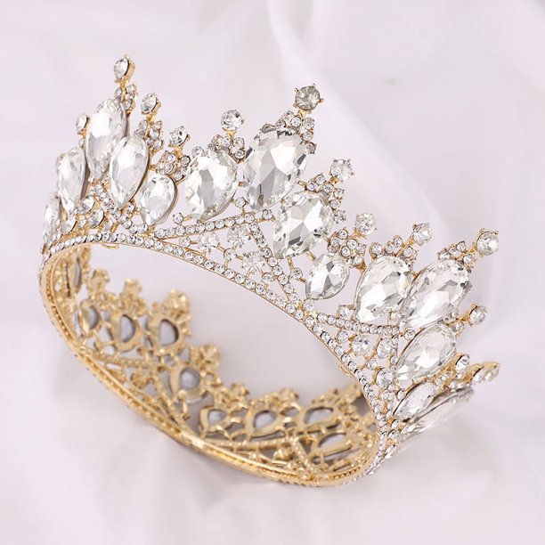 Zhuge Tiara de boda para novia, diadema de princesa, corona nupcial, joyería para el cabello con diamantes de imitación de cristal, decoración para novia, cumpleaños, graduación, boda (blanco)