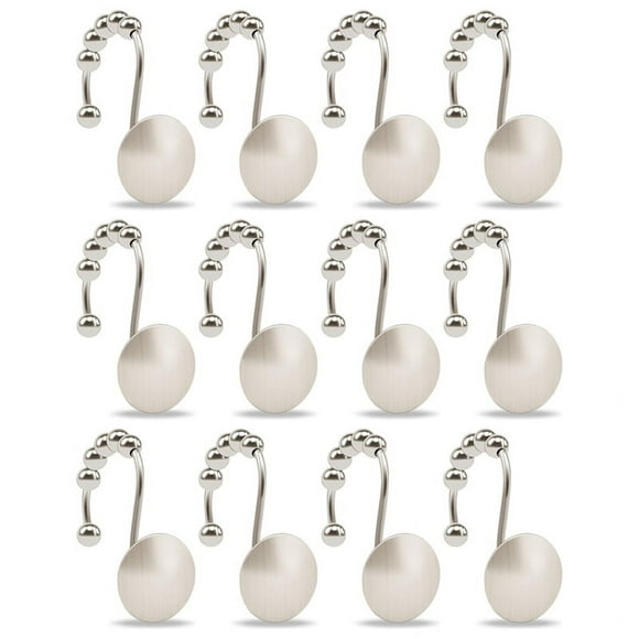 Shower Curtain Hooks, Rust-Resistant Metal Glide Shower Hooks for Bathroom Shower Rods Curtains, 12 Hooks