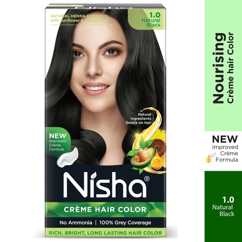 (4 pack) Nisha Creme Hair Color | Permanent Long Lasting Black Hair Dye Color Kit | Natural Black | 4.05 Oz (Pack Of 2)