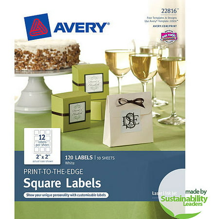 Avery Square Labels for Laser & Inkjet Printers, Print-to-the-Edge, 2