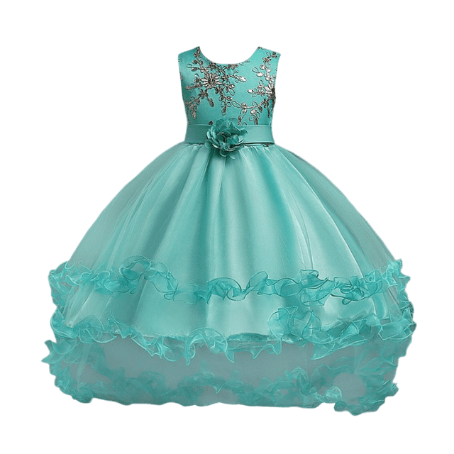 Vestido de cola para niños 2023 fiesta de cumpleaños niños vestido de princesa de flores para niñas boda carnaval ropa vestido de noche 8-9T (etiqueta 150) Gao Jinjia LED