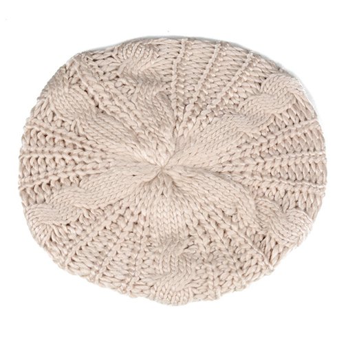 Skymirror Women Fall Winter Hat Knitted Bonnet Solid Color Elastic Twisted Texture Keep Warm Beret Photo Prop Cap for Outdoor Activities Travel Cycling