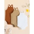 thumbnail image 2 of Wassery 3pcs Baby Girls Romper 6M 9M 12M 18M 24M Newborn Outfits Sleeveless Back Cross Infant Bodysuit Summer Clothes for Casual Daily 6M-24M, 2 of 9