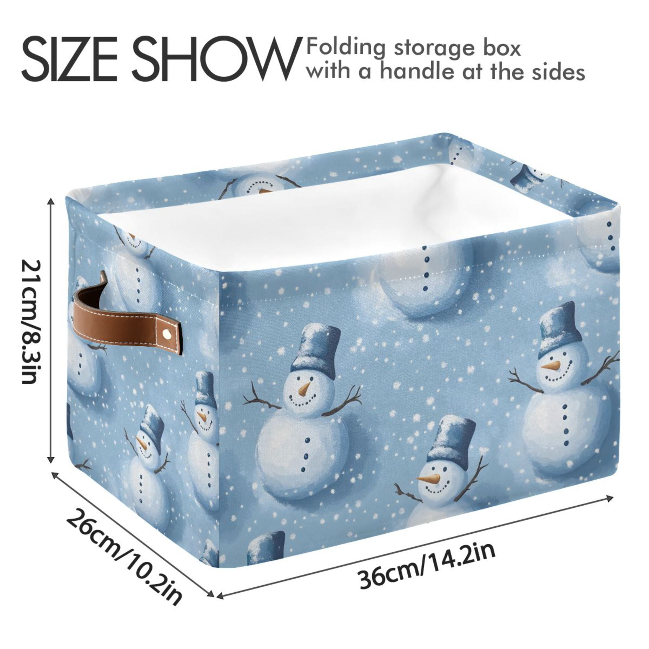 Ryvnso Christmas Winter Snowman Storage Basket Large Bin Foldable Boxes Toys Organizer 14.2x10.2x8.3in 2 PCs