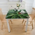 thumbnail image 3 of COMIO Square Fitted Tablecloth Tropical Leaves Dense Jungle Palm Tree Branch Rainforest Green Decorative White, 3 of 7