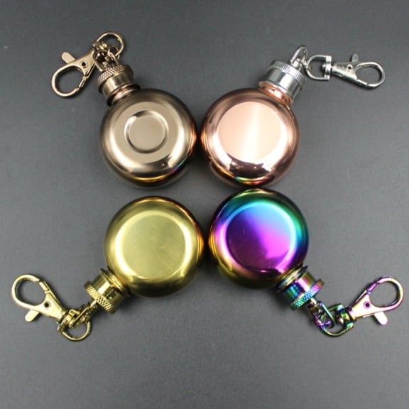 Small Kitchen Appliances Hip Flask Portable Tour Flask Leak Proof Useful For Travel Carry A Small Round Flask With You 304 Stainless Wine Jug 1 Oz White Wine Bottle With Key Chain