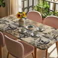 thumbnail image 3 of Halloween Table Cloths for 3 Foot Rectangle Tables, Vintage Skull Black Crows Flowers Butterfly Patio Waterproof Elastic Fitted Tablecloths, Washable Rectangular Table Cover for Camping, 3 of 8