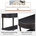 thumbnail image 6 of Retro Curved Console Table, Solid Wood Frame and Legs with Single Drawer Half Moon Entry Table Convenient and concise (Black), 6 of 9