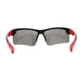 thumbnail image 4 of Classic Mens Baseball Half Rim Wrap Around Plastic Sunglasses Black Red Silver Mirror, 4 of 4