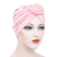 thumbnail image 3 of Women Solid Color African Turban Flower Knot Pre-Tied Bonnet Beanie Cap Headwrap, 3 of 6