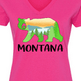 thumbnail image 4 of Inktastic Montana Lake and Trees in Bear Silhouette Women's V-Neck T-Shirt, 4 of 5