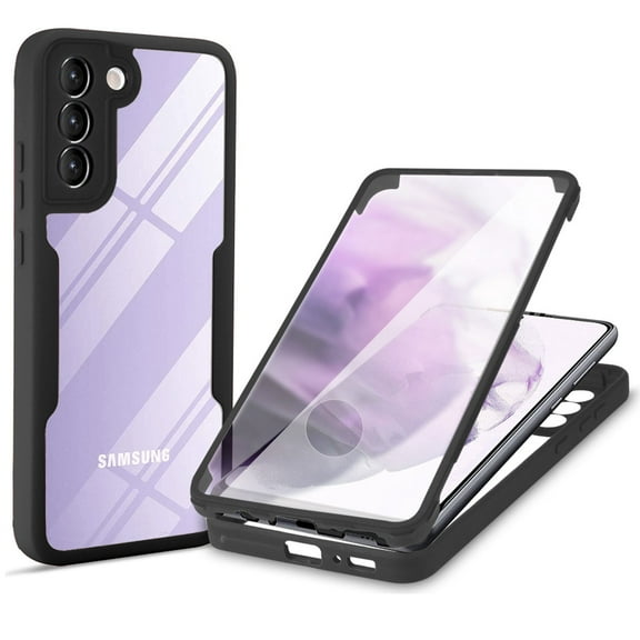 Samsung Galaxy S22 Case with Screen Protector, Dual Layer Hybrid Clear Shockproof Full Protective Cover Case  Galaxy S22 Phone (6.1 inch, 2022), Black