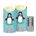 thumbnail image 2 of Cute Penguin with Sunglasses Swim Circles Flickering Flameless Candles with Remote Timer Battery Operated LED Tealight Set of 2 S, 2 of 8