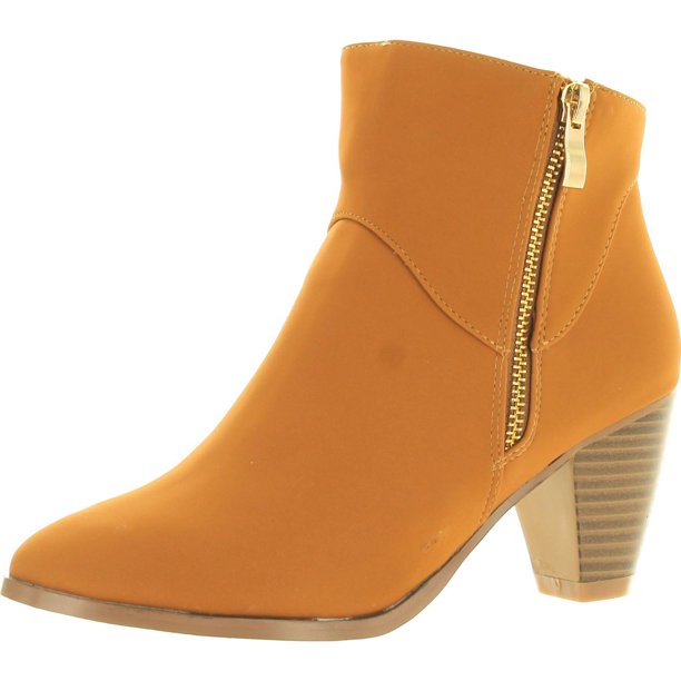 gbg los angeles women's harlin round toe stacked heel boot