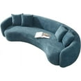 thumbnail image 6 of WILLIAMSPACE 101.4" Curved Sofa Cloud Couch, 5 Seat Comfy Teddy Fleece Boucle Fabric Deep Seat Leisure Sofa, Modern Half Moon Upholstered Couch with 4 Throw Pillows for Living Room, Blue, 6 of 7