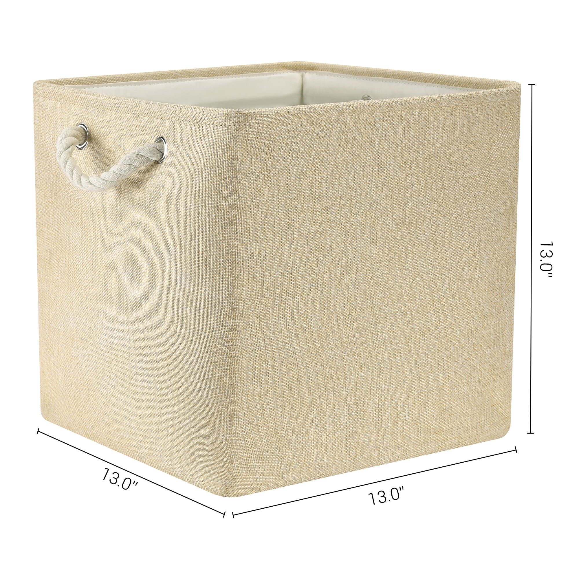 Unique Bargains 13 Inch Square Fabric Collapsible Storage Basket Bin with Handle Khaki