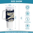 thumbnail image 3 of 40 Oz Car Handle Water Bottle Water Cup Water Bottle Water Jug Coffee Cup Travel Water Bottle Blue Flowers and Tigers, 3 of 8