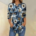 thumbnail image 2 of Rvkxad Women Tops Summer Under $5 3/4 Sleeve Button Down T-Shirt Trendy Summer Business Work Three Quarter Length Tops Blouses L, 2 of 5