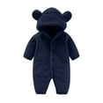 thumbnail image 2 of Newborn Baby Boys Girls Bear Outfit Winter Hooded Romper Teddy Fleece Thermal Snowsuit Long Sleeve Cute Onsies Warm Footie One Piece Outerwear Winter Jumpsuit Coat Navy 12-18 Months, 2 of 6