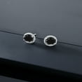 thumbnail image 4 of Gem Stone King 10K White Gold Black Sapphire and White Diamond Halo Stud Earrings for Women | 2.48 Cttw | Gemstone September Birthstone | Oval 7X5MM, 4 of 5
