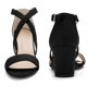 thumbnail image 3 of Sandalias De Tacón Grueso Con Punta Abierta Y Correa Cruzada Para Mujer Negro 5, 3 of 6
