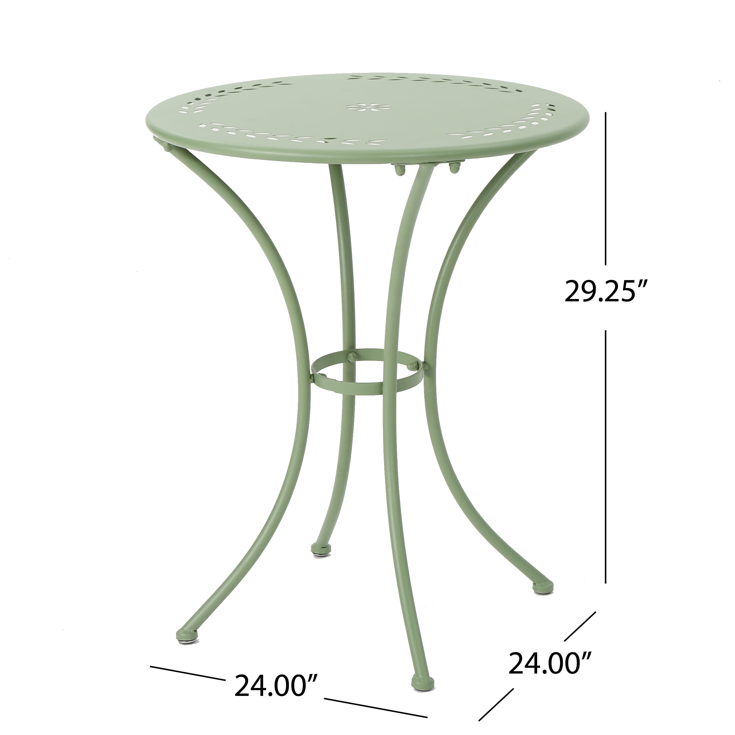 Lucca Outdoor 3 Piece Iron Bistro Set, Matte Green