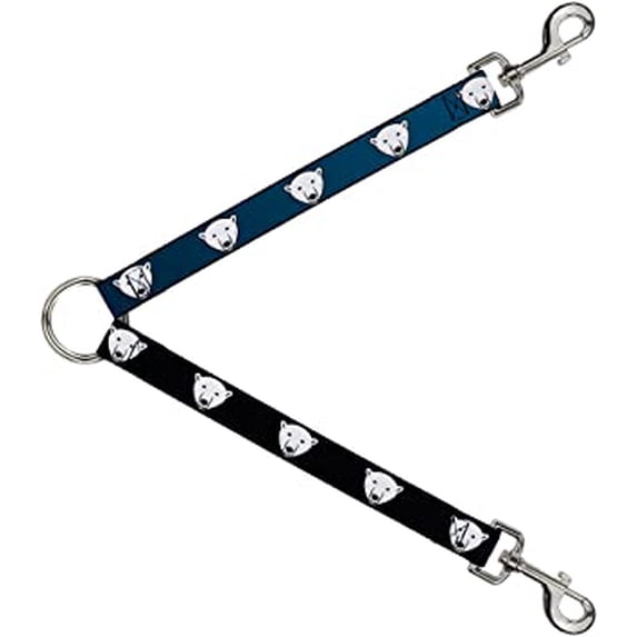 Dog Leash Splitter Polar Bear Repeat Black Blue Fade 1 Foot Long 1 Inch Wide