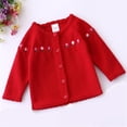 thumbnail image 1 of Baby Toddler Girls Sweaters Cardigans Button Closure Jacket - Cotton Cable Knit Cardigan for Spring Fall,Red,9-12 Months, 1 of 5
