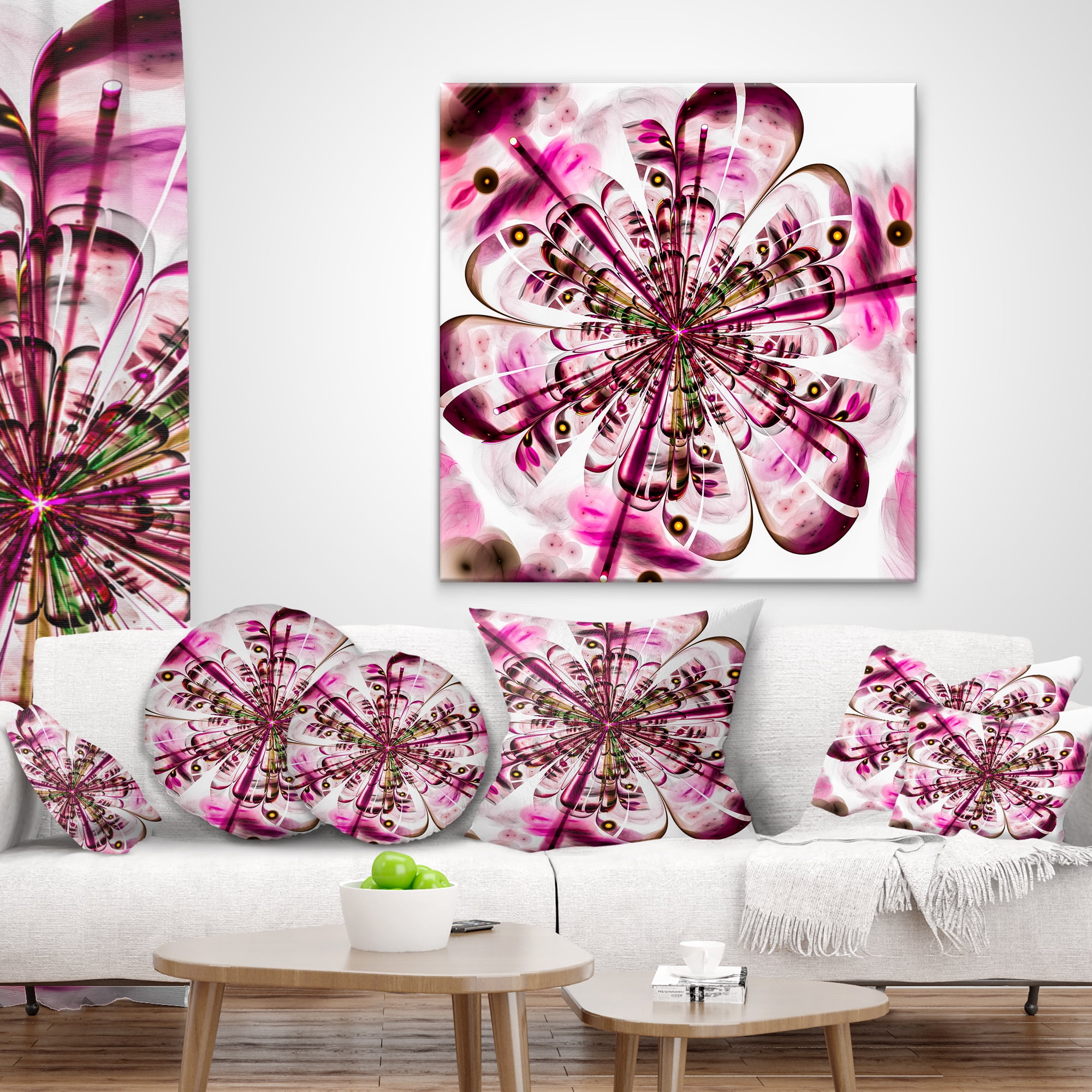 Designart Perfect Digital Flower Art in Dark Pink - Floral Throw Pillow - 12x20