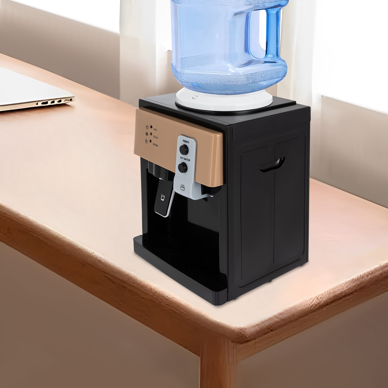 1 PCS  Water Dispenser Countertop Water Dispenser Top Loading Hot Cold Water Cooler Drinking Machine Champagne Gold and Black