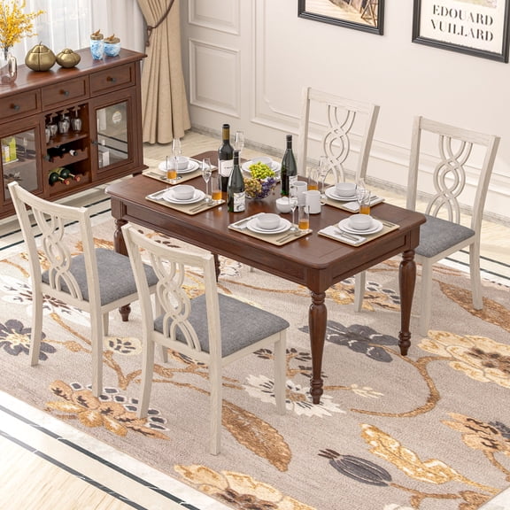 Peatuk Wooden Dining Chairs Set of 4 - Armless Kitchen Chairs with Solid Rubber Wood Legs, Farmhouse Style High Back Dining Room Chairs, 38.6" High