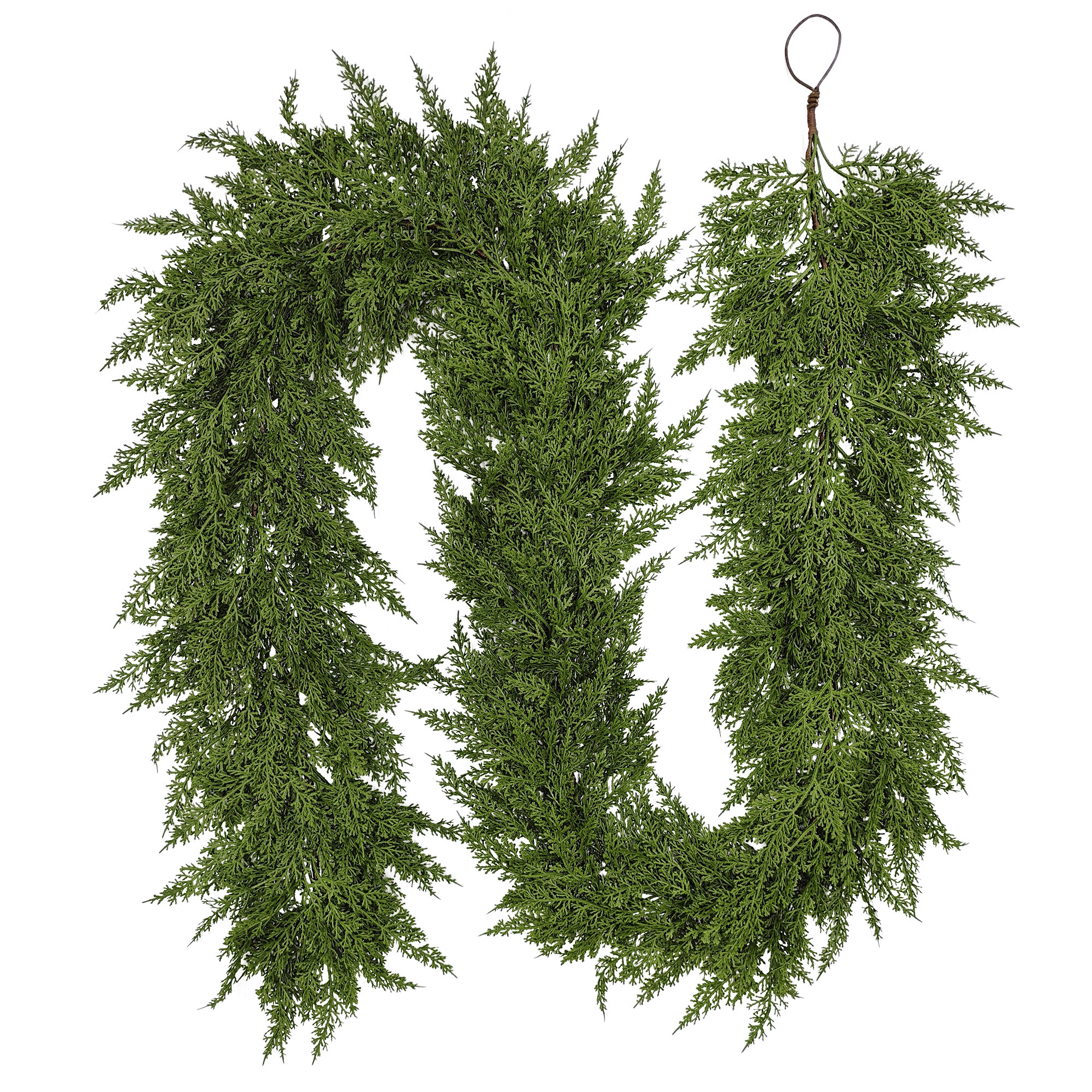 My Texas House 9' Natural Feel Cedar Artificial Christmas Garland photo 7