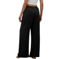 thumbnail image 5 of HKYNLAG Women Linen Pants Summer Casual Loose Wide Leg Palazzo Pants Drawstring High Waist Flowy Beach Trousers with Pockets Black M, 5 of 7