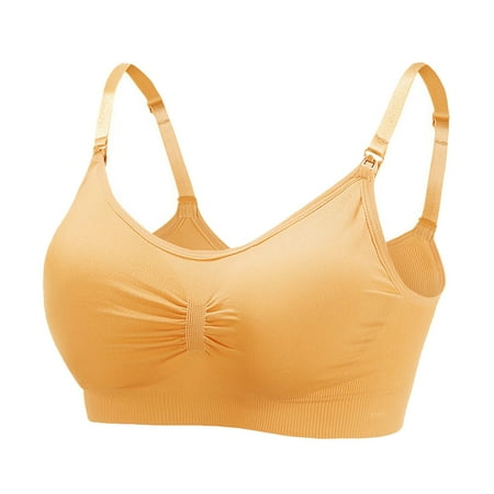 

KDDYLITQ Women Wireless Bralette Front Closure Comfort Maternity Bras Breastfeeding Sleeping Push Up Bra Ginger M