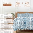 thumbnail image 6 of 3 Piece Blue Boho Duvet Cover Set Queen Size,Microfiber Comforter/Quilt Cover with Corner Ties and 2 Pillowcases,Ethnic Tribal Floral Abstract Art Aesthetics All Season Bedding with Zipper Closure, 6 of 8