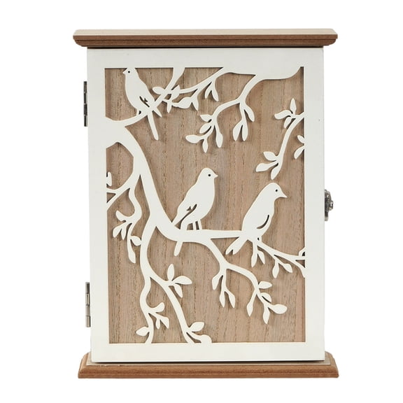 WINDLAND Wall Mounted Wooden Key Organizers Natural Wood Design Concealed Compartment for Privacy Space Saving Entryway Storage with Multiple Hook