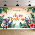 thumbnail image 5 of Happy Birthday Banner Elephant Decoration Tropical Leaves Polyester Material for Kids Party Animal Theme Birthday Celebration, 5 of 7