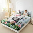 thumbnail image 4 of Castle Fairy Floral Panda 3pcs Twin Sheet Sets,Cartoon Animal Twin Fitted Sheet,Love Heart Print Breathable Flat Sheet,Ultra Soft Wildlife Home Decor, 4 of 7