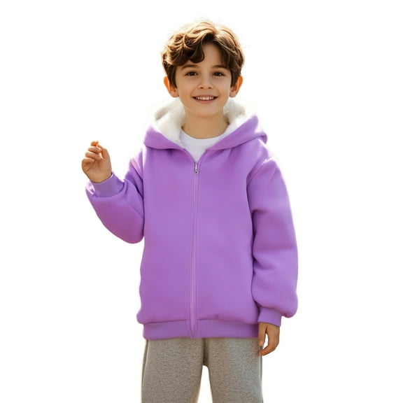Hoodies for Girls Purple Full Zipper Hoodie Lightweight Long Sleeve Hoodies Fall Winter Clothes Girls Size 2-3 Years Clothes Boys Girls Fashion