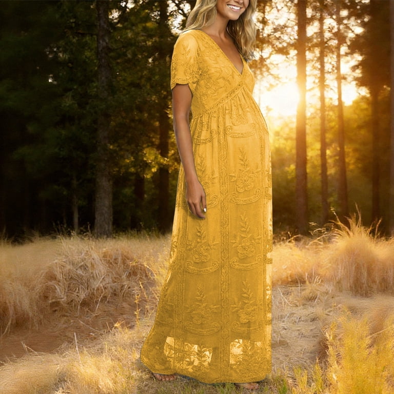 gold lace maternity dress Carmen Maternity Gown Gold Rush