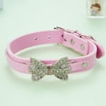 thumbnail image 3 of CHBORLESS 2 Pack PU Leather Dog Collar Shiny Diamond Bow Puppy Collar,Pink,L, 3 of 7