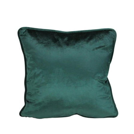17 in. Hunter Green Velvet Square Throw Pillow with Piped Edging