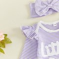 thumbnail image 6 of Cjfdfy  Newborn Baby Girls Fall Outfit Long Sleeve Little Sister Letter Embroidery Striped Romper And Pants Headband 3-piece Set Infant Baby Girl Ruffle Ribbed Fall Winter Clothes, 6 of 9