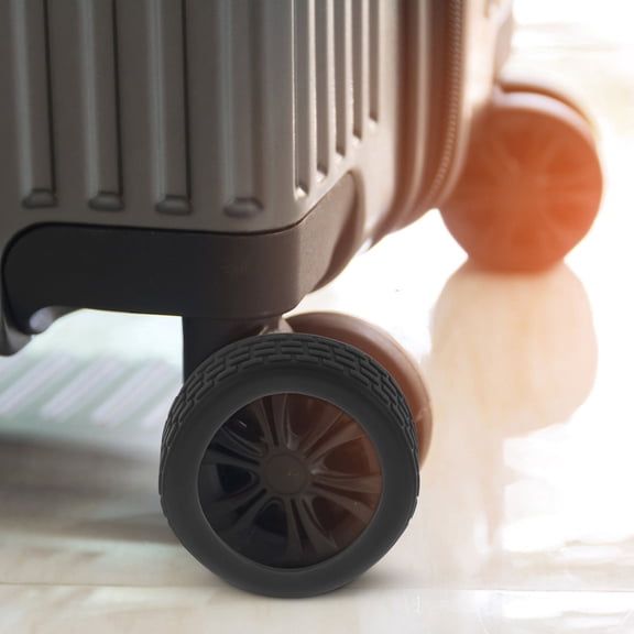 Toyvian Black Silicone Luggage Wheel Covers for Suitcase Noise Reduction and Travel Accessories