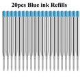 thumbnail image 1 of 10/20pcs 9.9cm Metal Ballpoint Pen Refills Blue & Black Ink Rods 1.0mm Medium Point Roller Ball Pens Refill 20pcs Blue, 1 of 6