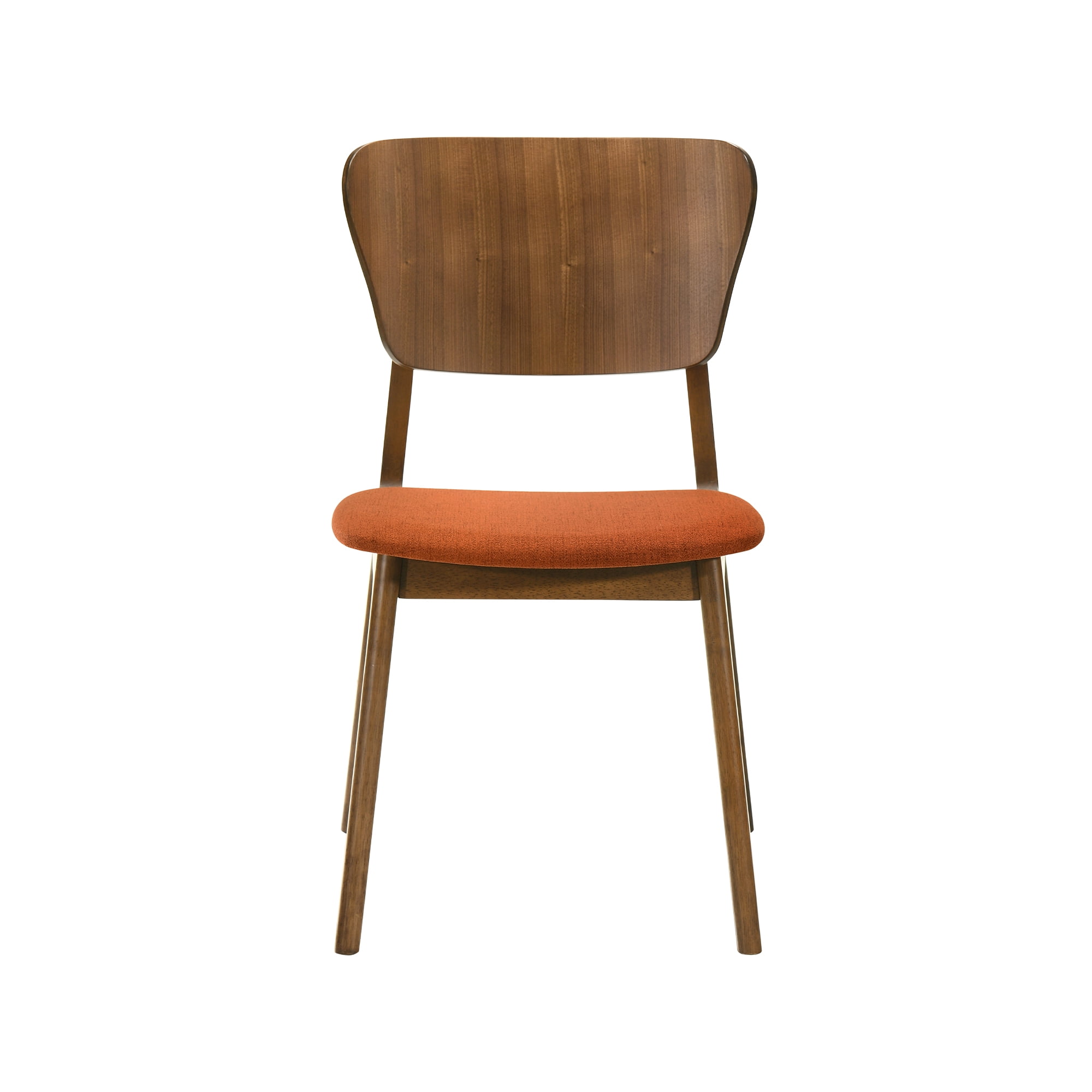 Kalia Wood Dining Chair in Walnut Finish with Orange Fabric - Set of 6