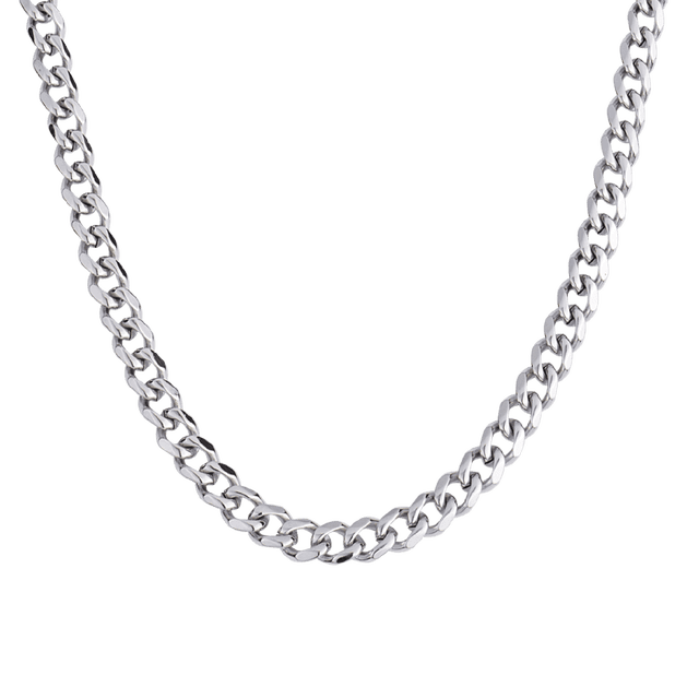 Cadena para Hombre Cubana LUCKMAN, Acero Inoxidable con Baño Oro 18k o Color Plata, Modelo Caleb plateado UNITALLA