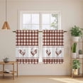 thumbnail image 2 of Farmhouse Orange Plaid Kitchen Curtains 45 Inch Length, Vintage Country Cock Checkered Tiers Curtains for Bathroom Bedroom Cafe, Light Filtering Small Window Treatment Short Drapes 2 Panels 42"Wx45"L, 2 of 8