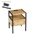 thumbnail image 4 of Ataucjin Set of 2, 15.75" Rattan End table with Power Outlet & USB Ports , Modern nightstand with drawer and metal legs, side table for living room, bedroom,natural, 4 of 9